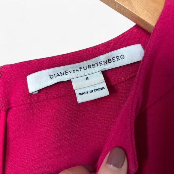 Diane Von Furstenberg Fleur Split Neck Sheath Mini Dress Size 4 - Picture 3 of 11